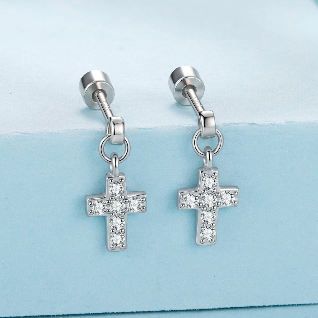 925 Sterling Silver White Gold Plated Pavé Setting CZ Earrings for Women
