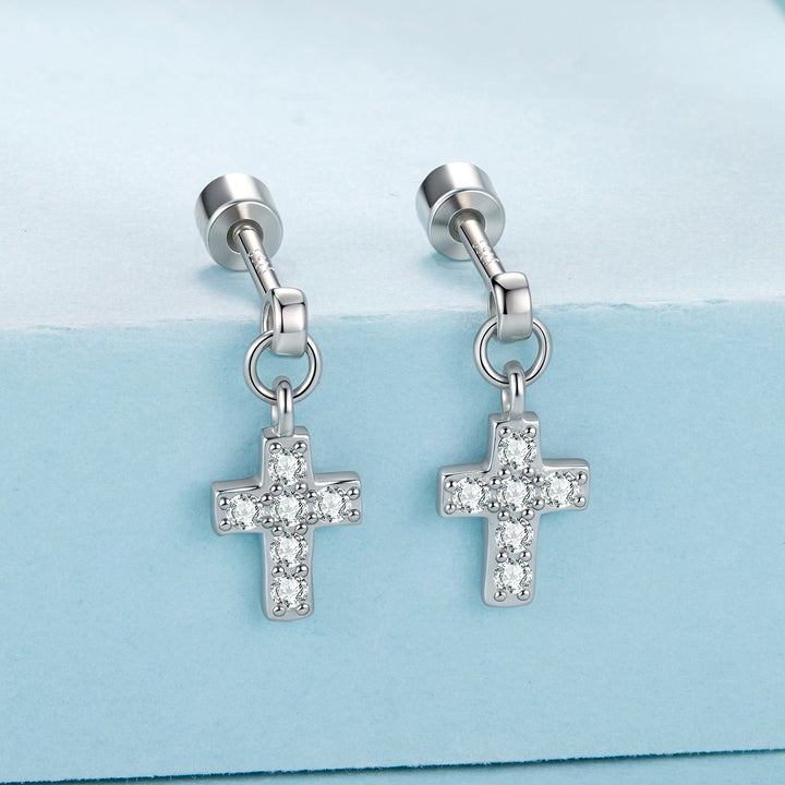 925 Sterling Silver White Gold Plated Pavé Setting CZ Earrings for Women