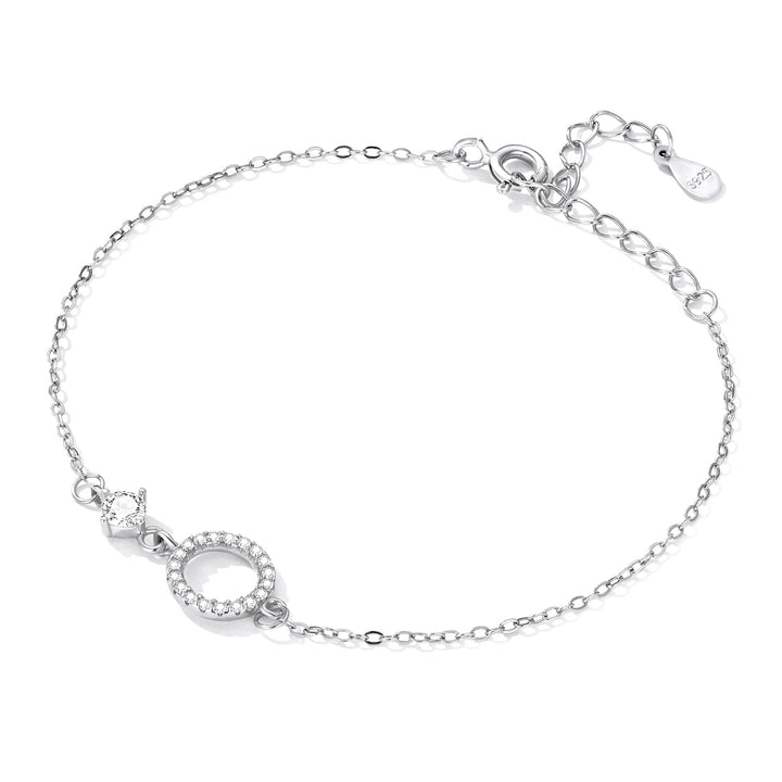 925 Sterling Silver Adjustable Bracelet with Pavé Set CZ for Women