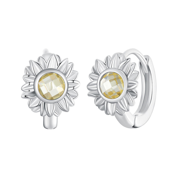 925 Sterling Silver Earrings with Transparent Glass, 12x9mm Size for Women