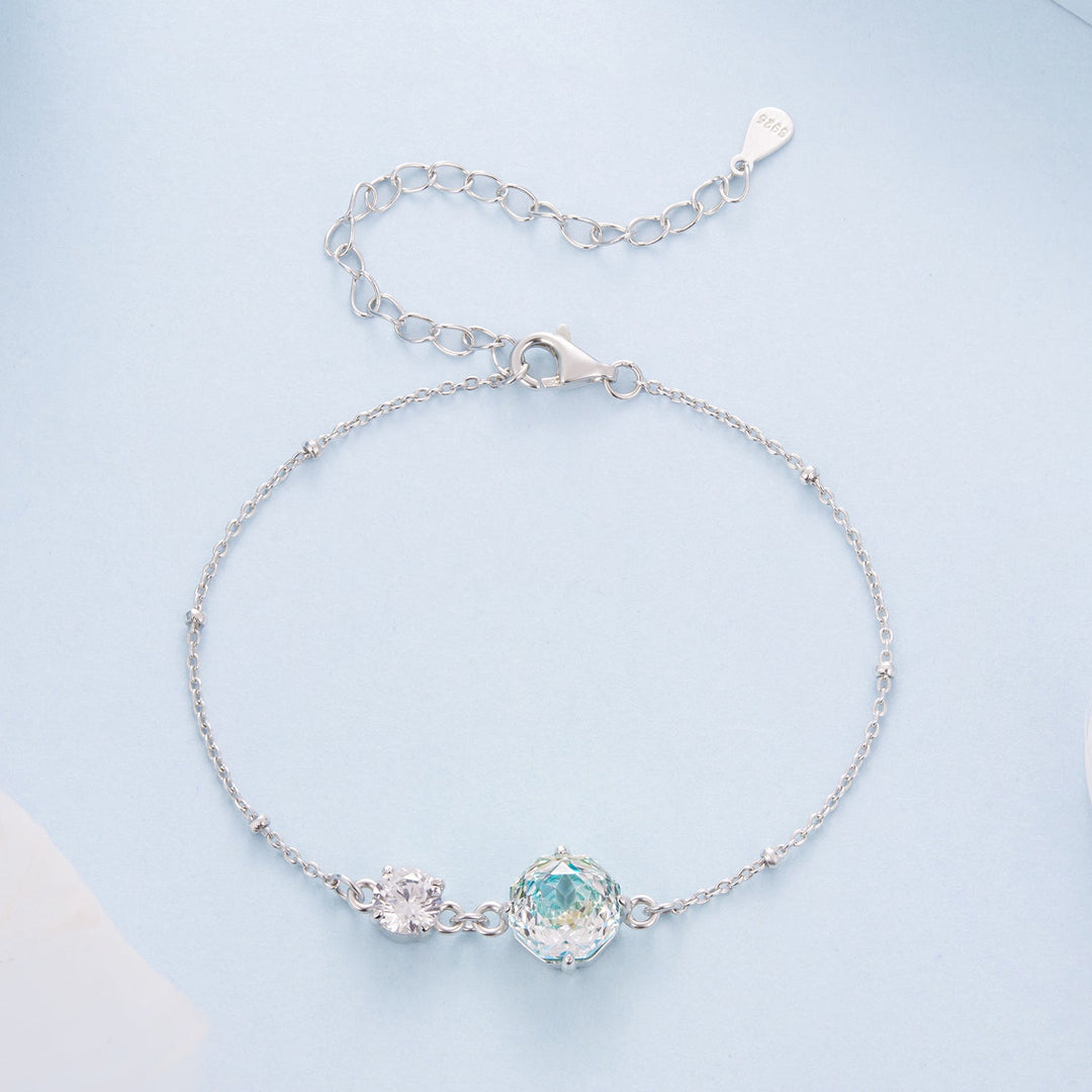 925 Sterling Silver 0.8cm CZ White Gold Plated Bracelet for Women