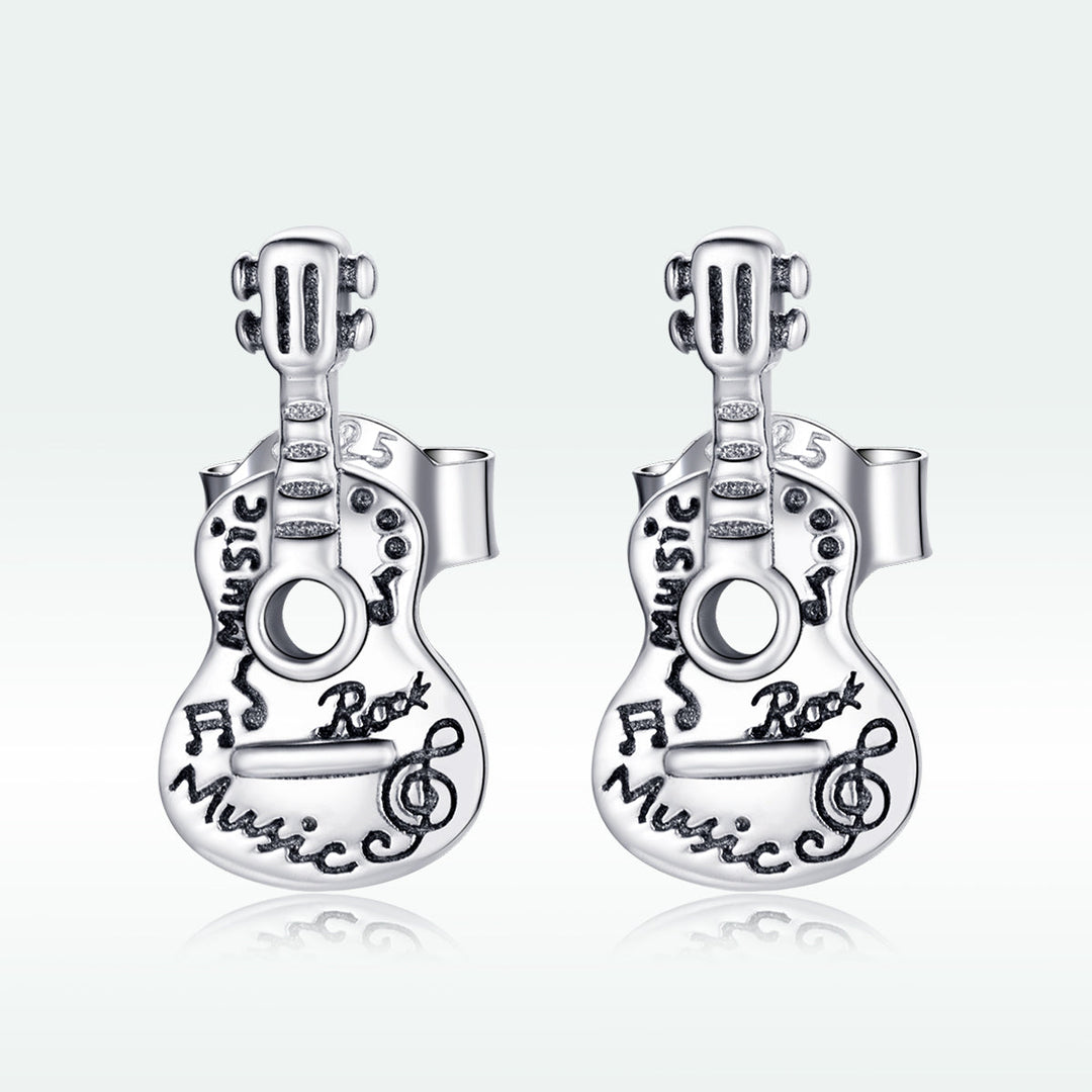 925 Sterling Silver &amp; Oxidized Silver Earrings for Women - 1.3*0.6cm