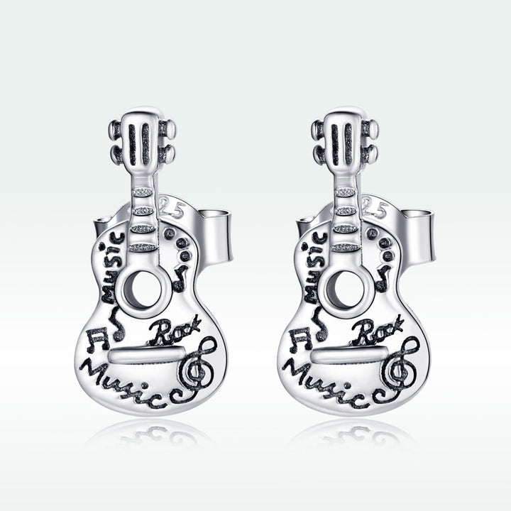 925 Sterling Silver &amp; Oxidized Silver Earrings for Women - 1.3*0.6cm