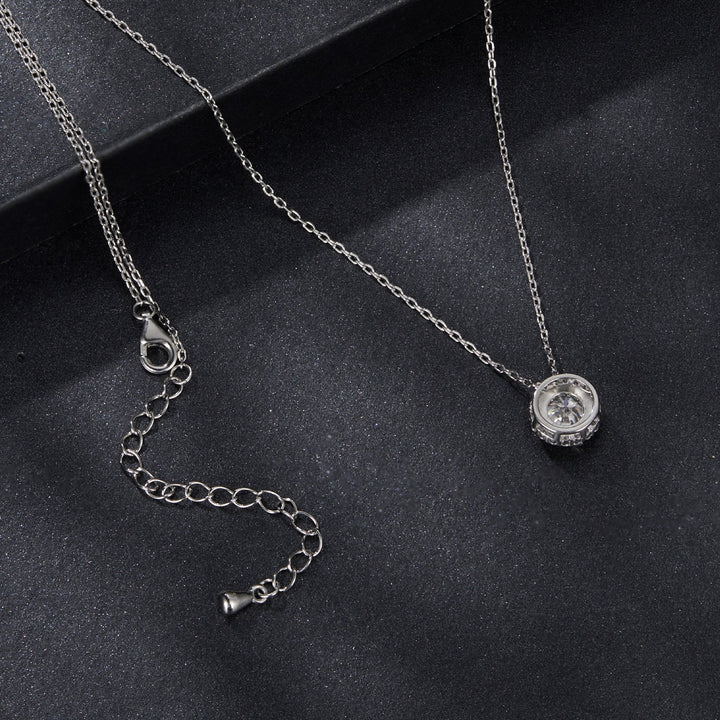 925 Sterling Silver Moissanite Necklace 40+5cm with Pavé Setting for Women