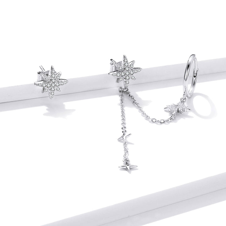 S925 Sterling Silver Earrings with CZ in Pavé Setting, 5.9cm Length, 1cm Size for Women