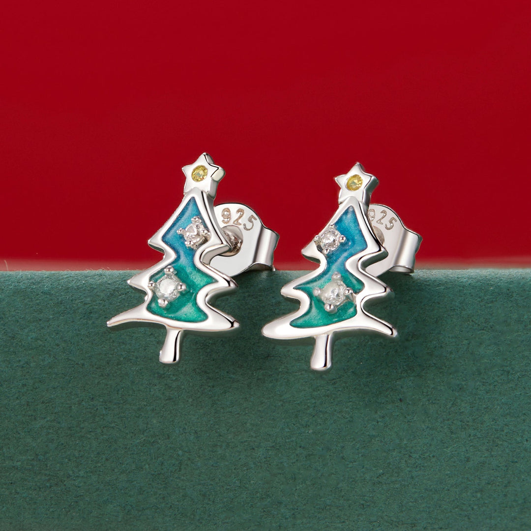 925 Sterling Silver Enamel Pavé CZ Earrings for Women