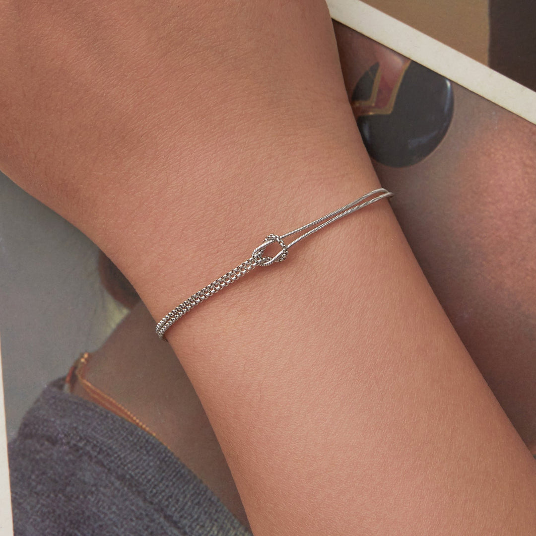 925 Sterling Silver &amp; Plated White Gold Bracelet for Women