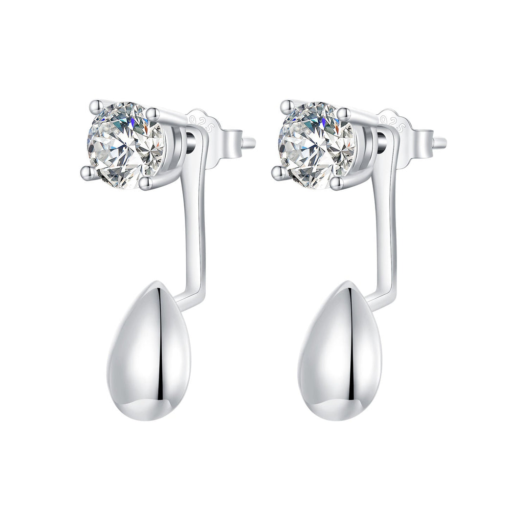 925 Sterling Silver Plated White Gold Earrings with Pavé Setting CZ