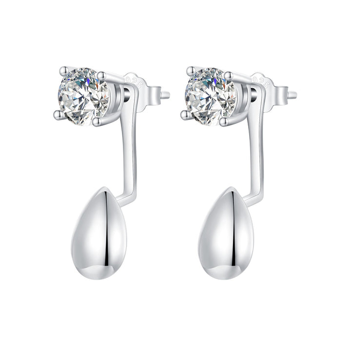 925 Sterling Silver Plated White Gold Earrings with Pavé Setting CZ