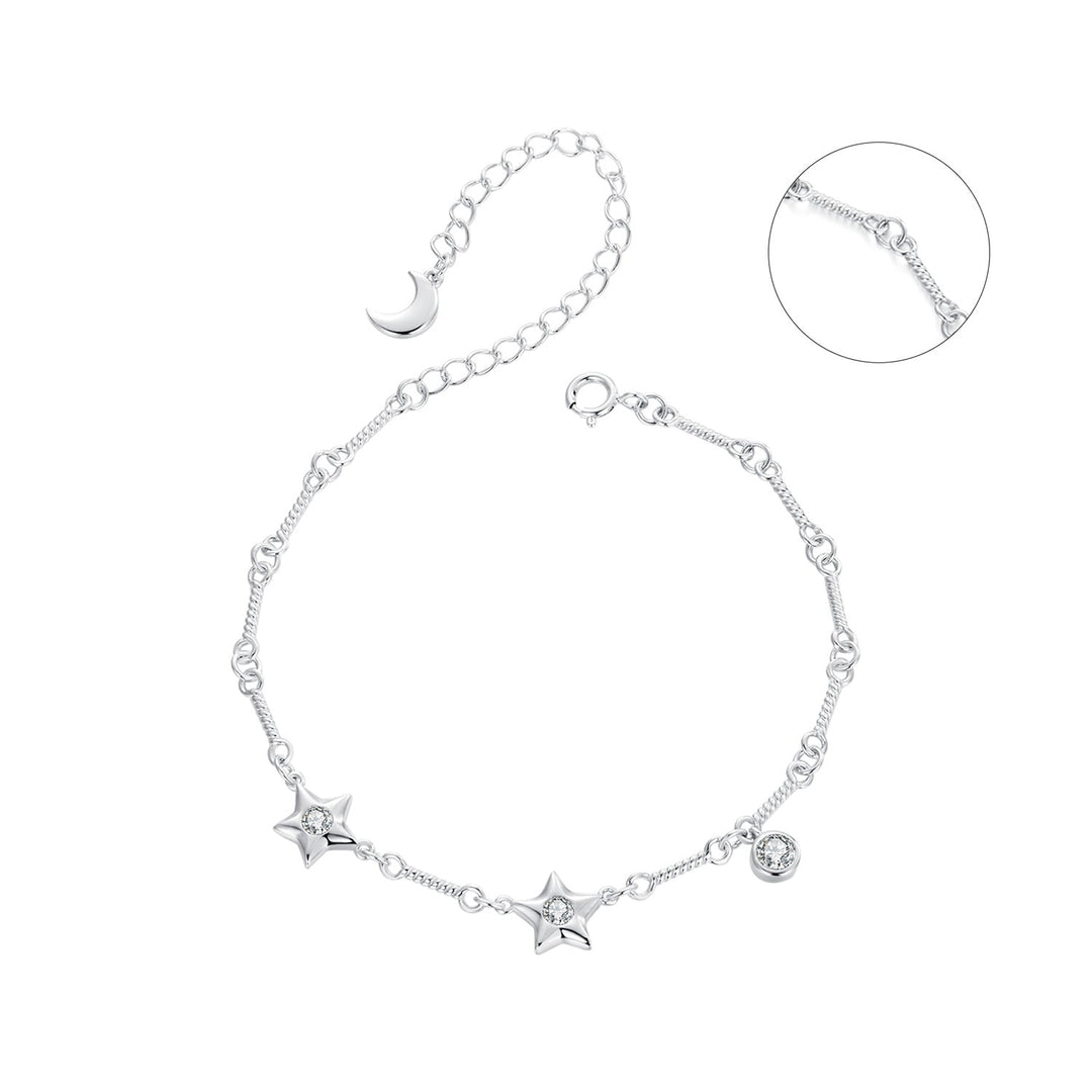 925 Sterling Silver White Gold Plated CZ Bracelet for Women