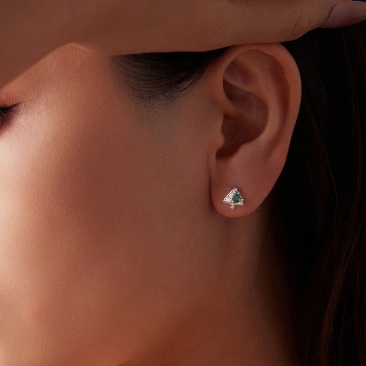 925 Sterling Silver White Gold Plated Transparent Glass Earrings for Women