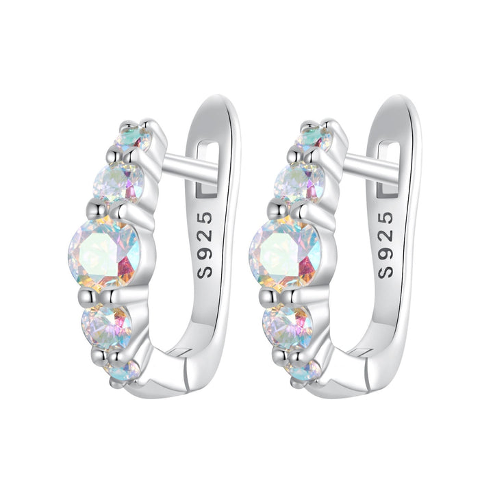 925 Sterling Silver Earrings with CZ in Pavé Setting, 12x3mm, for Women