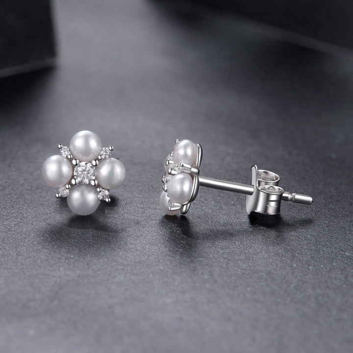 925 Sterling Silver 0.05ct Moissanite &amp; Freshwater Pearl Earrings for Women