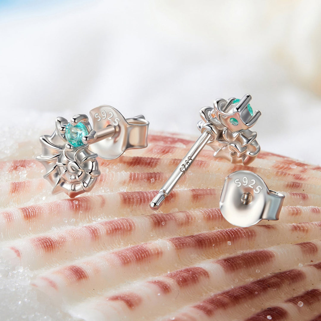 925 Sterling Silver Earrings with Transparent Glass and White Gold Plating for Women