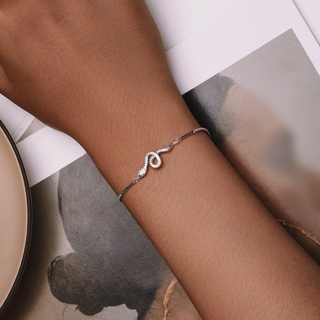 S925 Sterling Silver &amp; Pavé CZ Platinum-Plated Bracelet