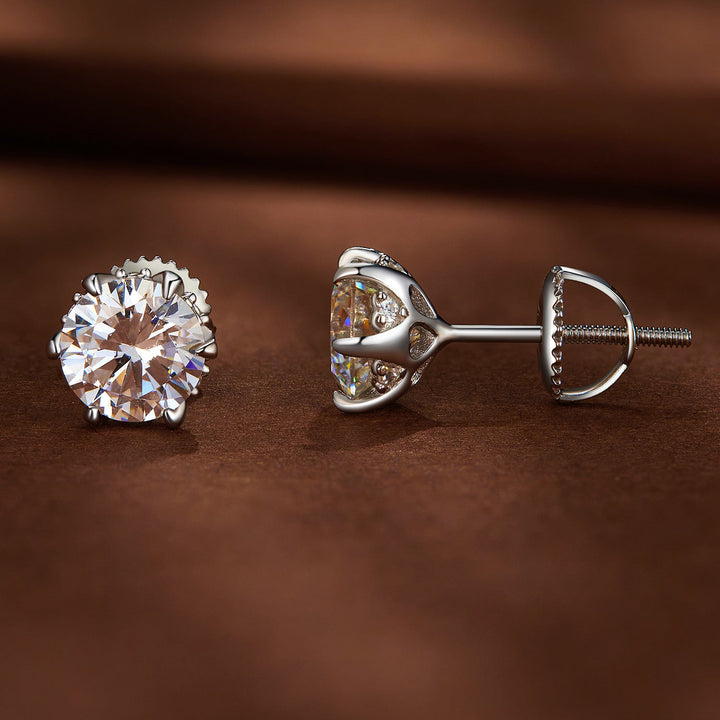 925 Sterling Silver 6.5mm Moissanite Earrings for Women