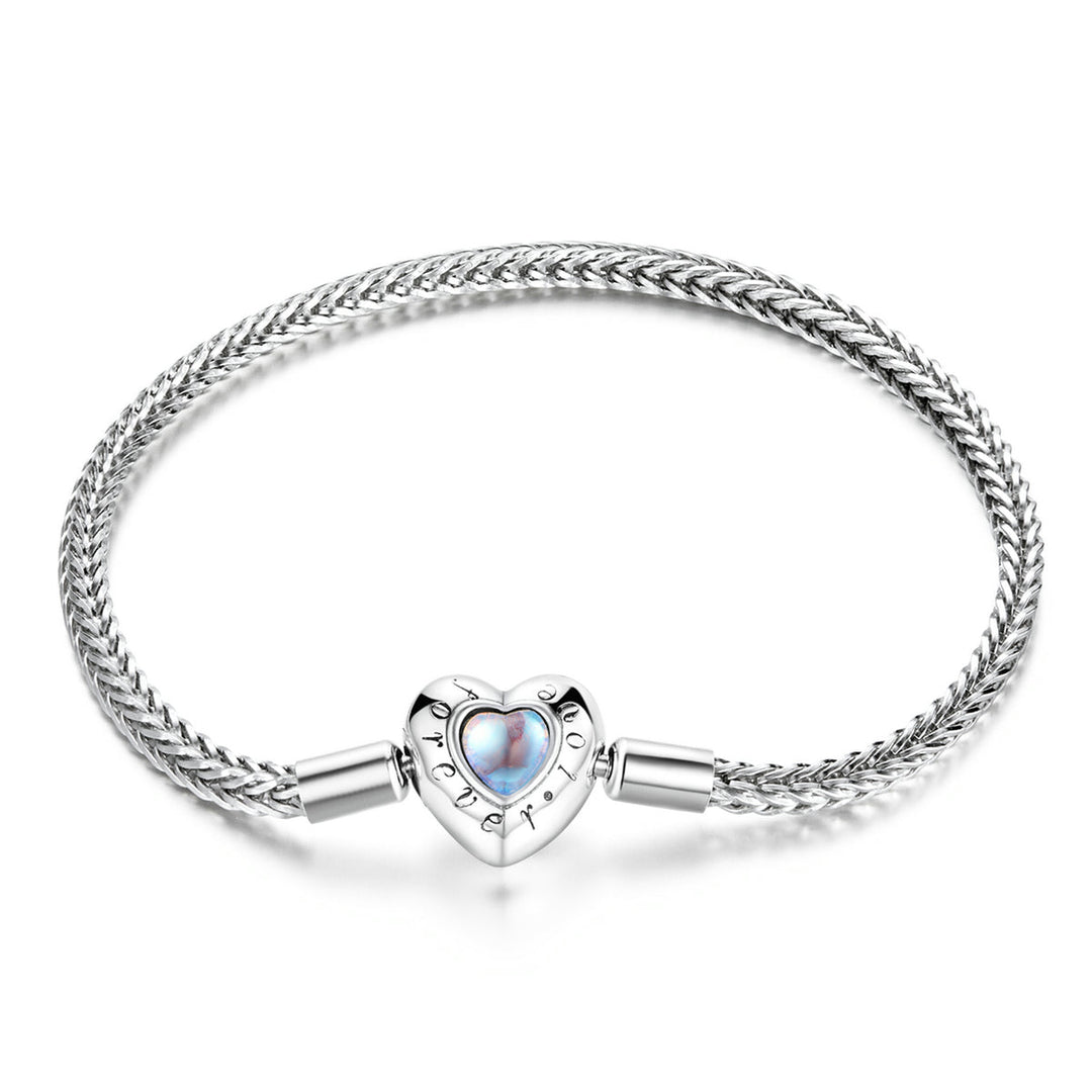 925 Sterling Silver Moonstone Bracelet 17cm for Women