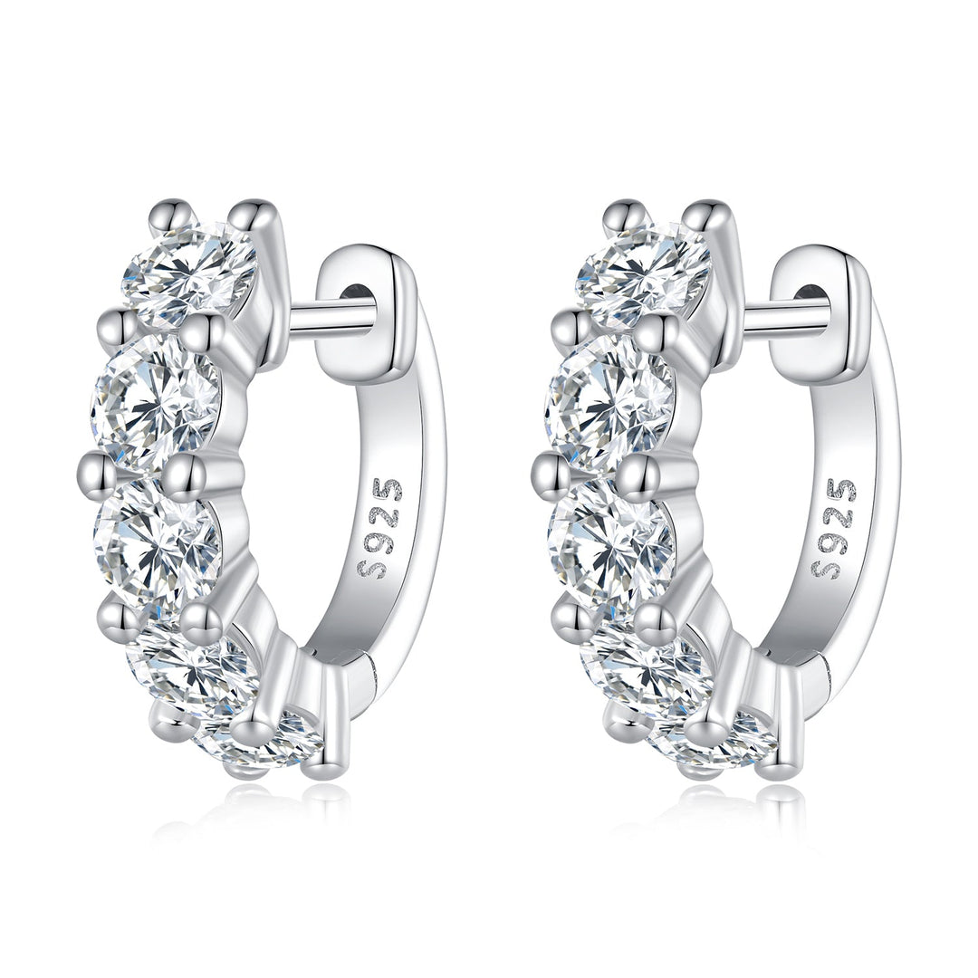 S925 Sterling Silver Moissanite Earrings, 1.3cm, Platinum Plated, for Women