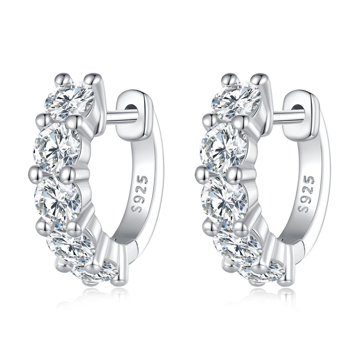 S925 Sterling Silver Moissanite Earrings, 1.3cm, Platinum Plated, for Women