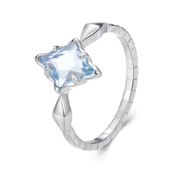 925 Sterling Silver White Gold Plated 1.2x0.9cm Pendant Ring Size 6.0 for Women