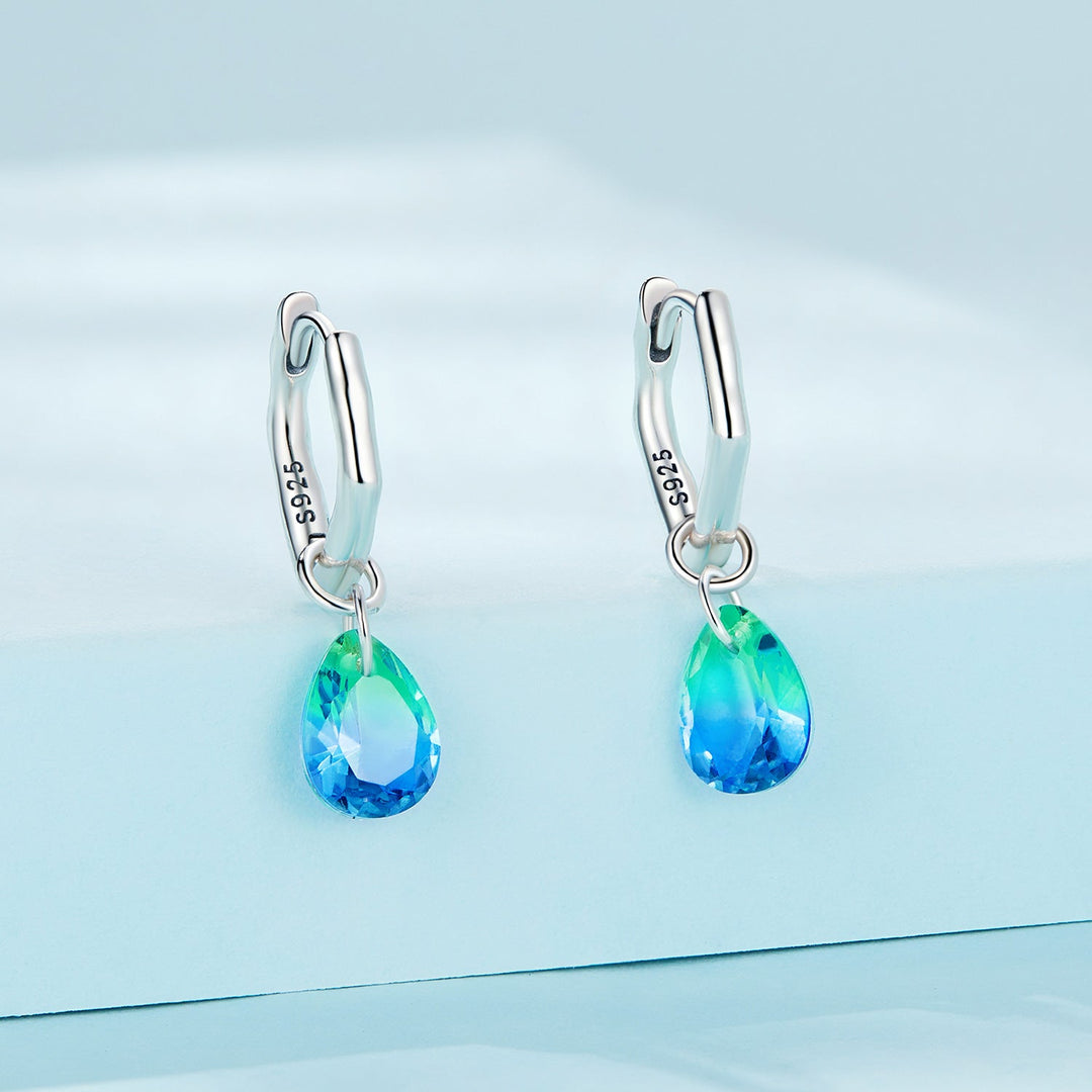 S925 Sterling Silver Oxidized Earrings with Transparent Glass &amp; Main Stone for Women