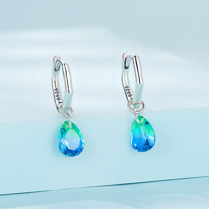 S925 Sterling Silver Oxidized Earrings with Transparent Glass &amp; Main Stone for Women