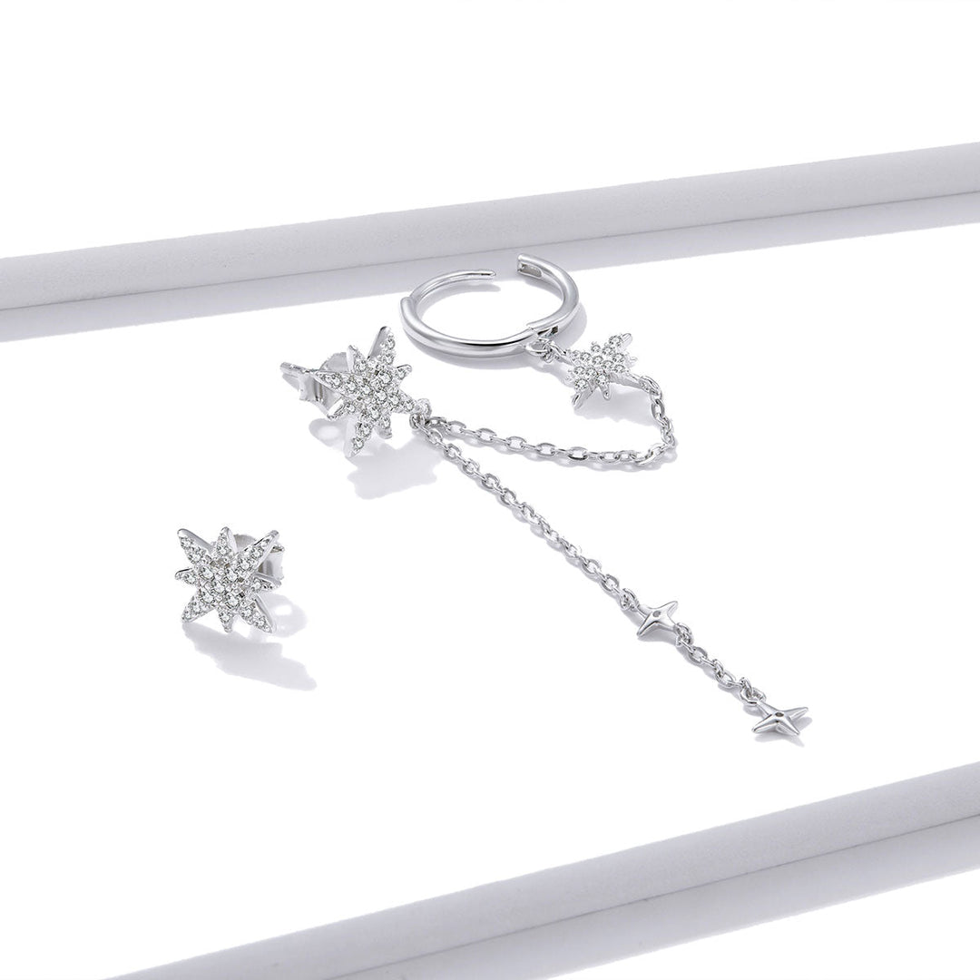 S925 Sterling Silver Earrings with CZ in Pavé Setting, 5.9cm Length, 1cm Size for Women