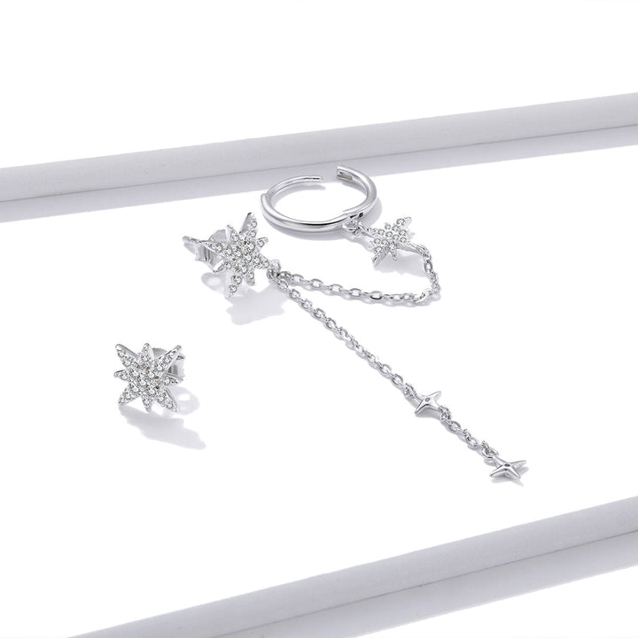 S925 Sterling Silver Earrings with CZ in Pavé Setting, 5.9cm Length, 1cm Size for Women