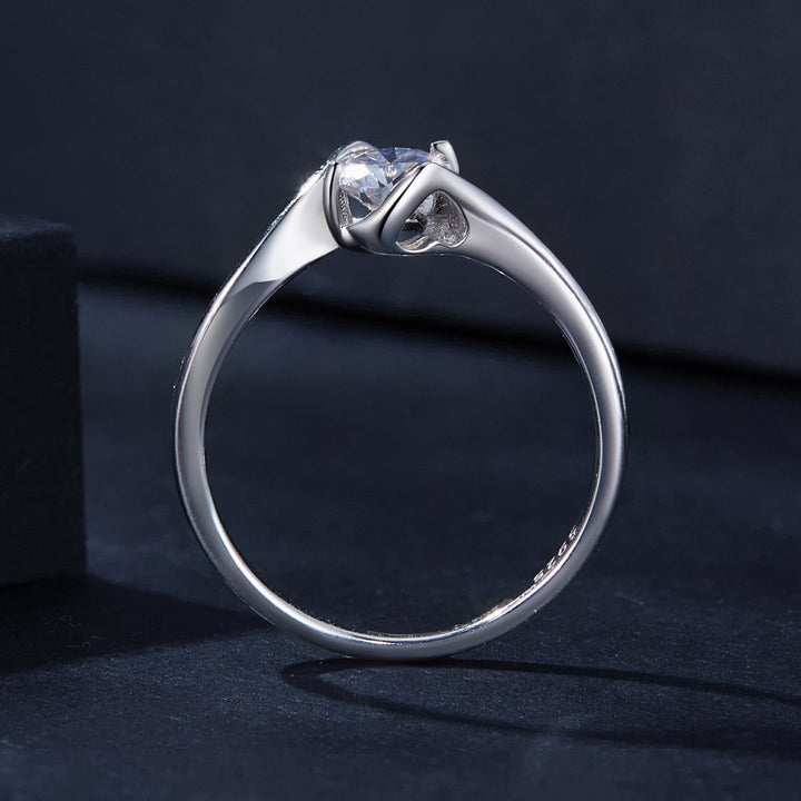 925 Sterling Silver 5mm Moissanite Ring for Women