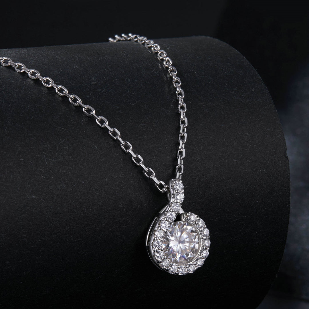 925 Sterling Silver Moissanite Necklace with CZ, 400mm Length, 15x10mm Pendant for Women