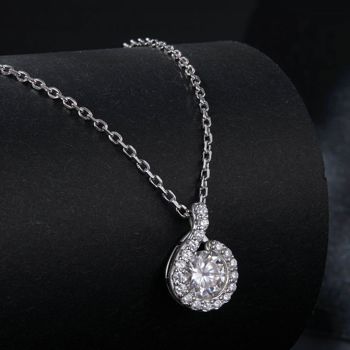 925 Sterling Silver Moissanite Necklace with CZ, 400mm Length, 15x10mm Pendant for Women