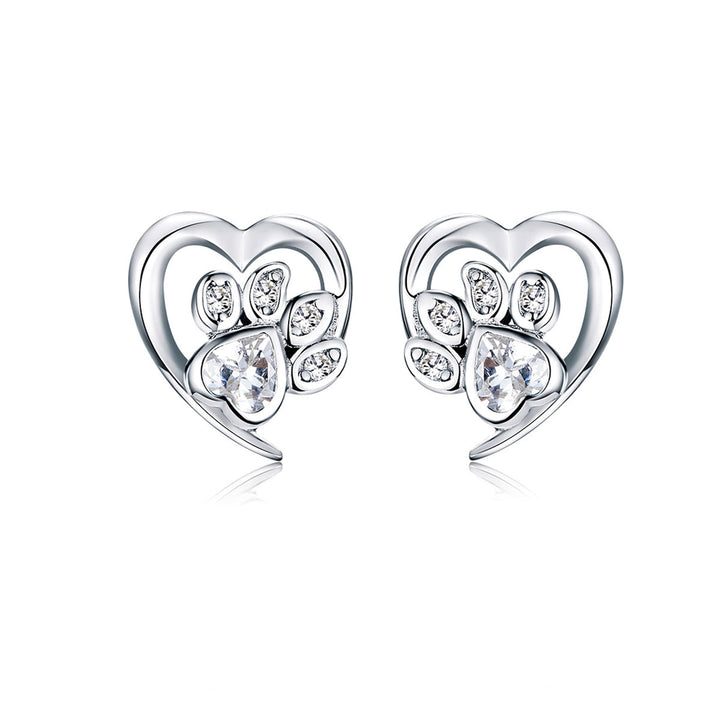 925 Sterling Silver Earrings with Pavé Setting CZ, 0.9cm for Women