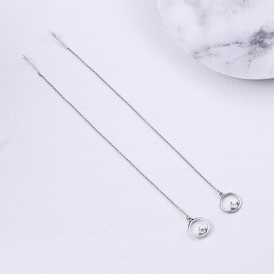 925 Sterling Silver Plated Platinum Pavé Setting CZ Earrings for Women