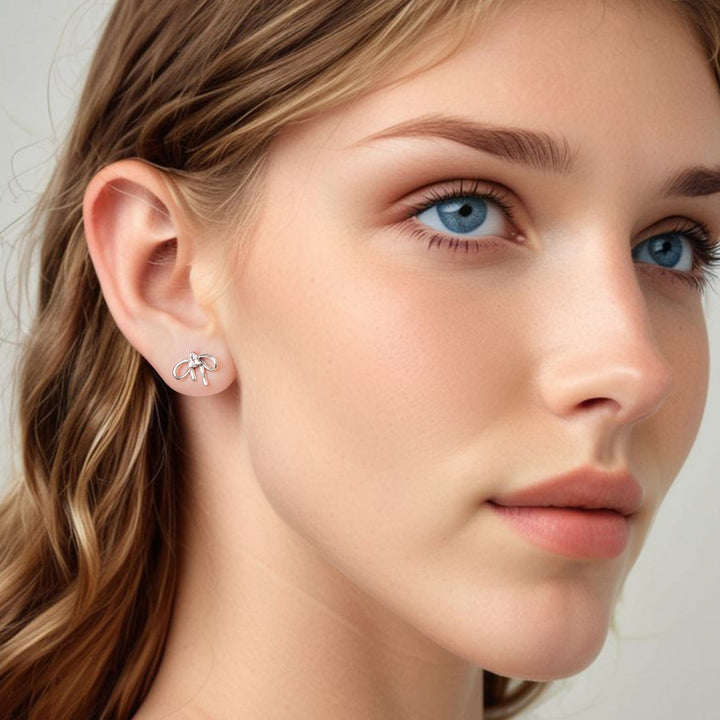 925 Sterling Silver Earrings with Pavé Setting &amp; Oxidized Finish