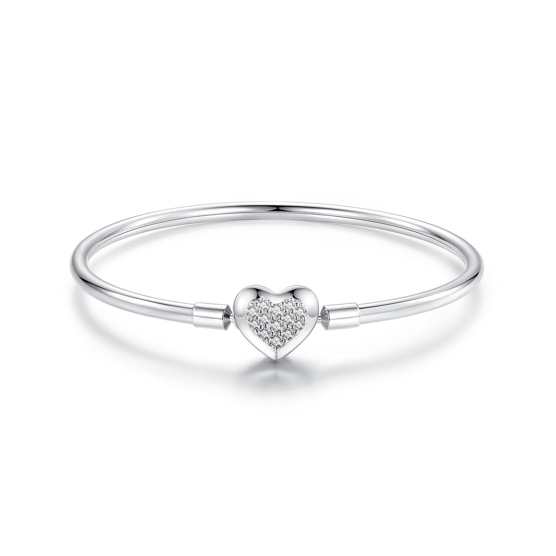 925 Sterling Silver White Gold Plated CZ Bracelet for Women - Size 17.0