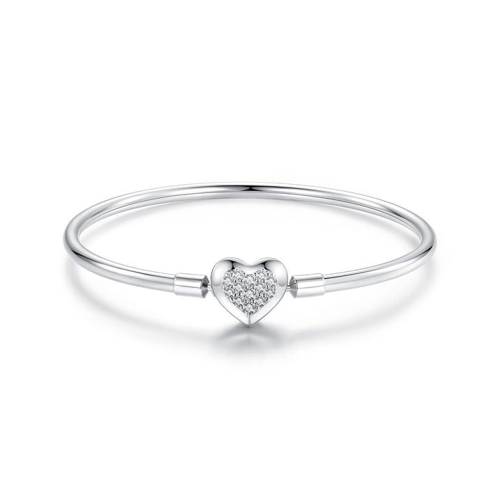 925 Sterling Silver White Gold Plated CZ Bracelet for Women - Size 17.0