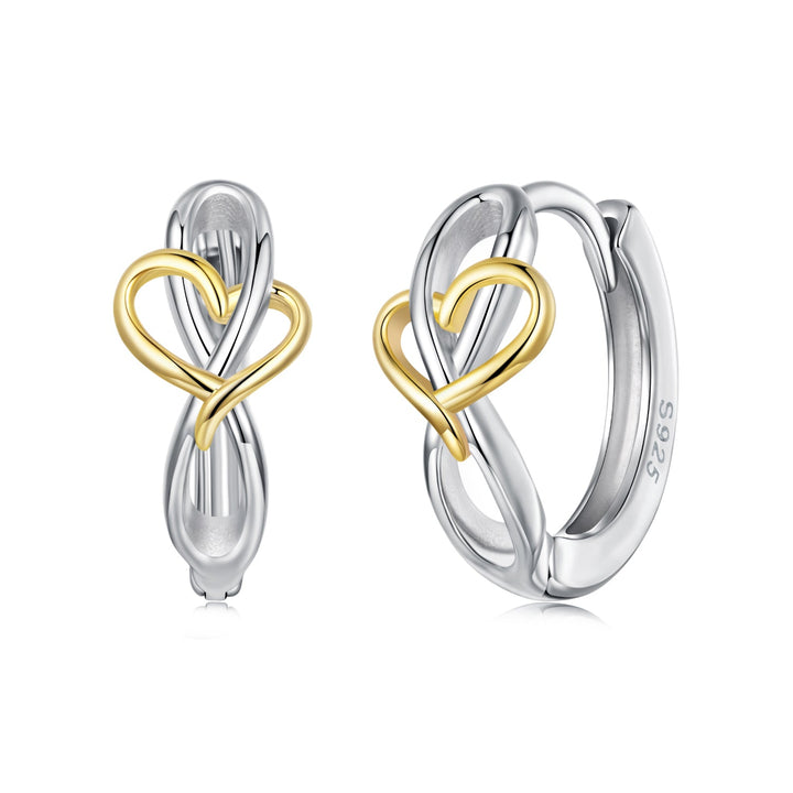 925 Sterling Silver Plated White Gold &amp; Gold Hoop Earrings for Women