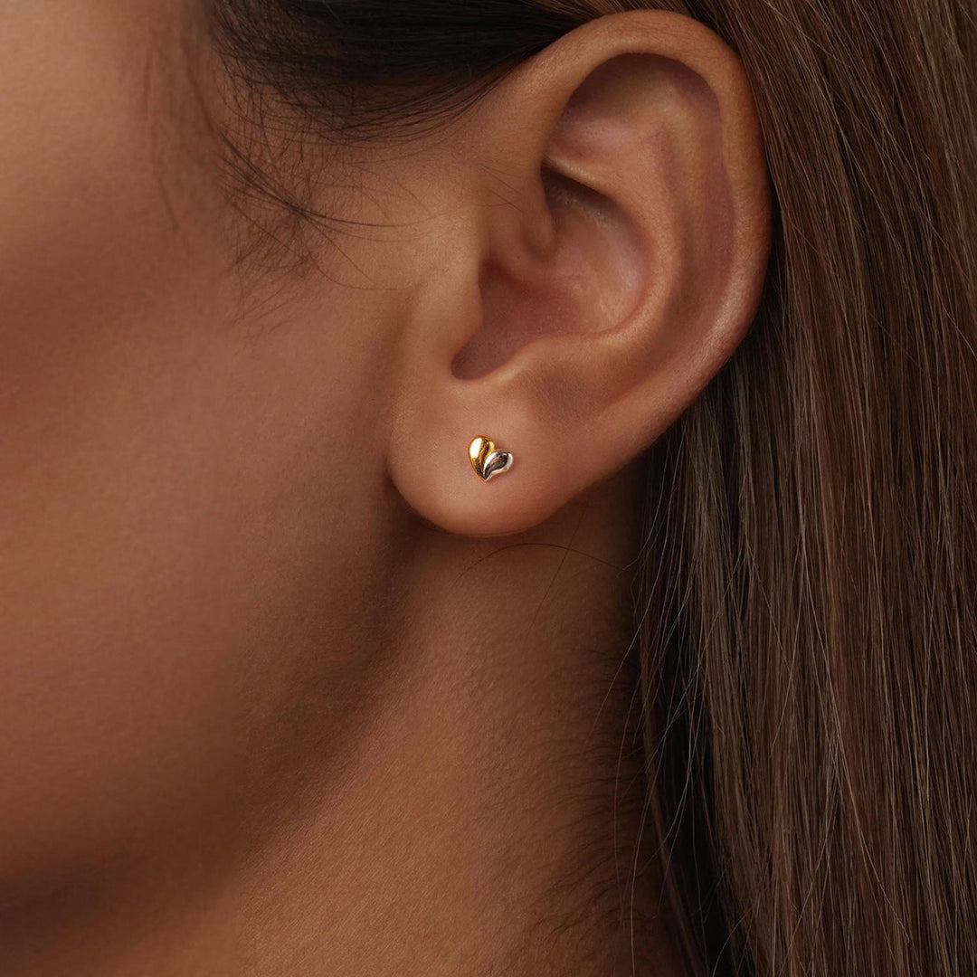 925 Sterling Silver &amp; Plated Gold Earrings for Women - 0.5*0.6cm