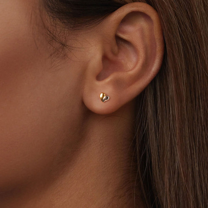 925 Sterling Silver &amp; Plated Gold Earrings for Women - 0.5*0.6cm