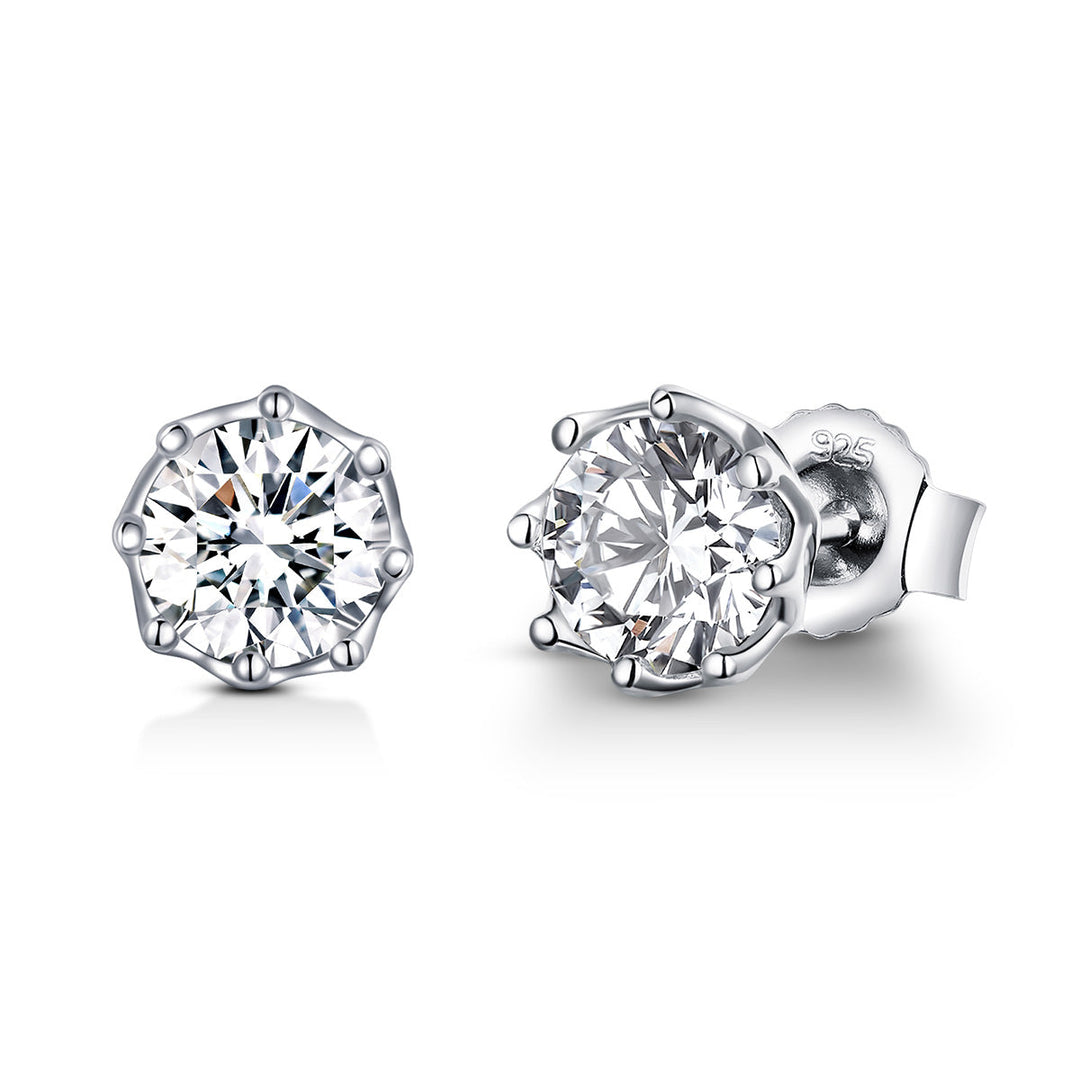 925 Sterling Silver Plated Platinum 0.6cm CZ Earrings