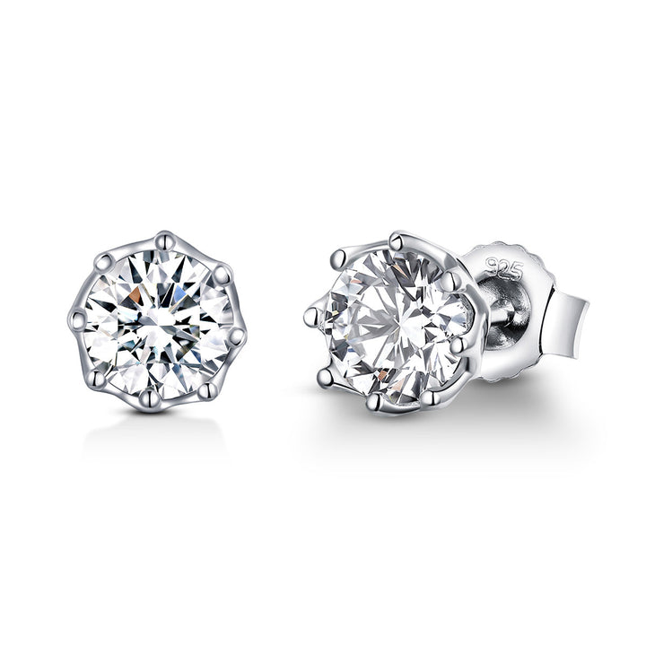925 Sterling Silver Plated Platinum 0.6cm CZ Earrings