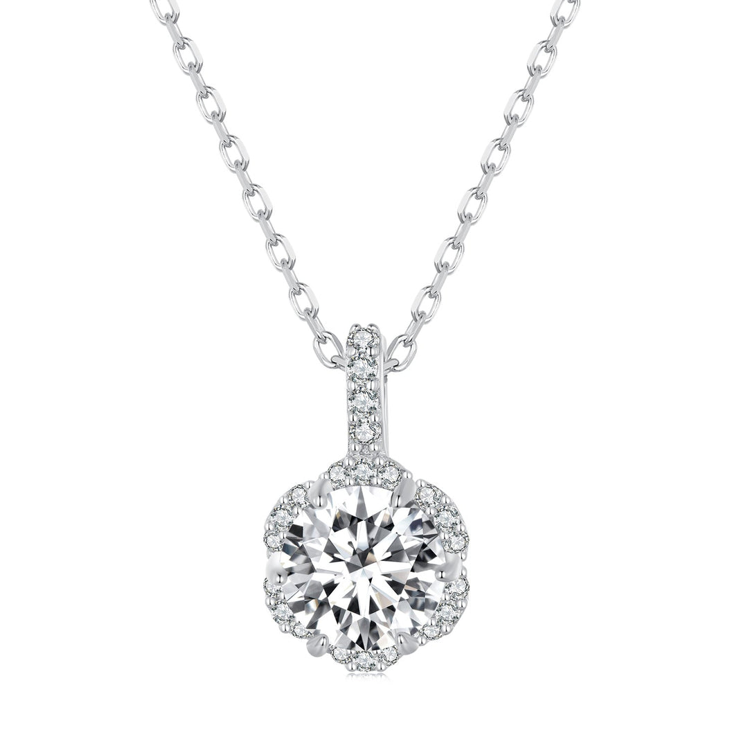925 Sterling Silver Moissanite Pendant Necklace for Women - 45cm