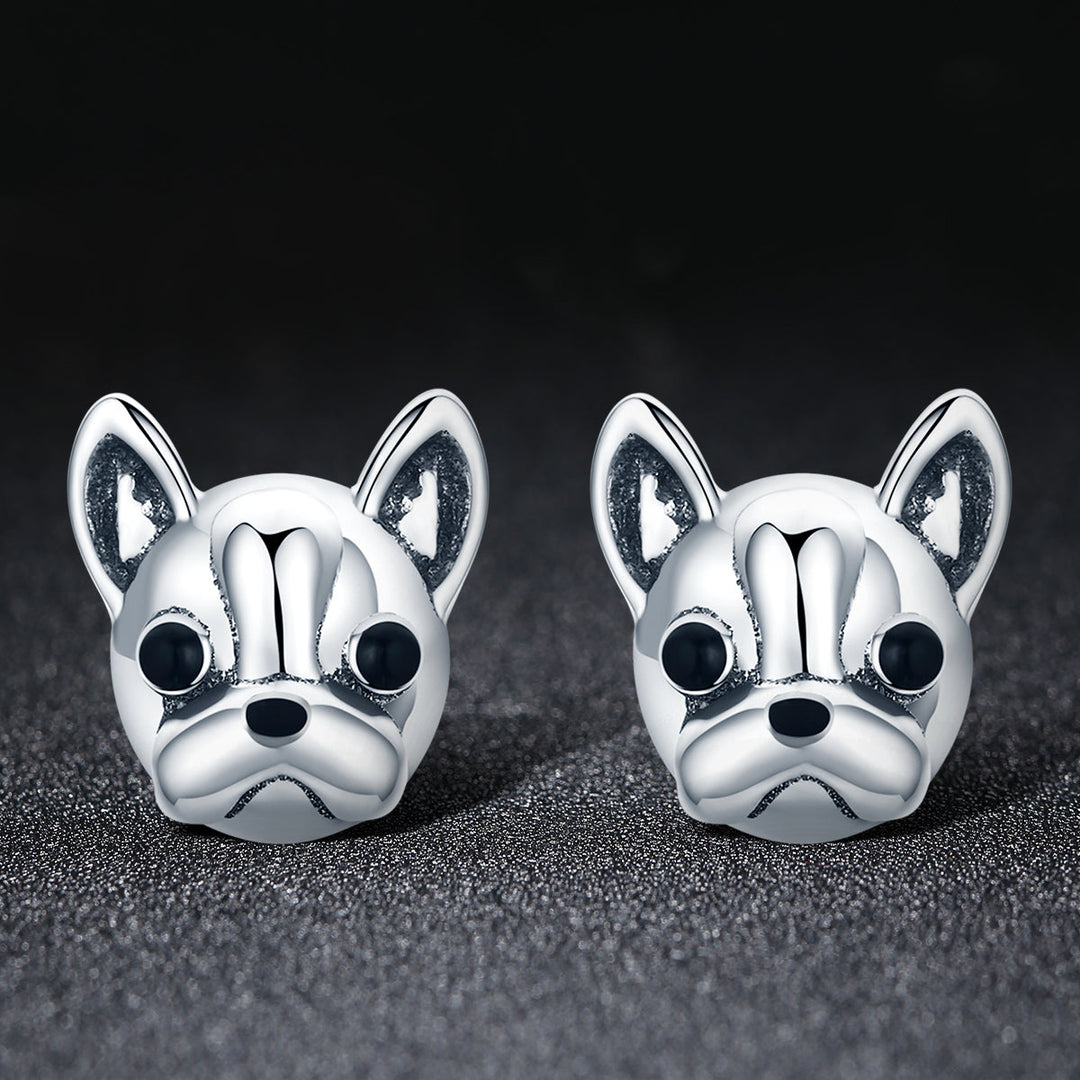 925 Sterling Silver Oxidized Enamel Earrings for Women 1*1cm