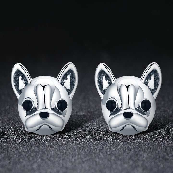 925 Sterling Silver Oxidized Enamel Earrings for Women 1*1cm