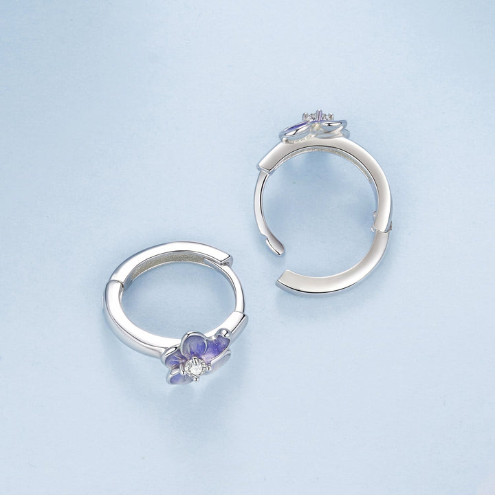 925 Sterling Silver White Gold Plated Enamel CZ Hoop Earrings for Women