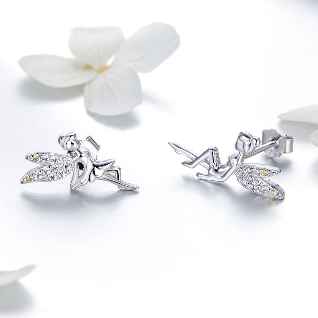 925 Sterling Silver Stud Earrings with CZ, 1.2 x 1.5cm &amp; 1.5 x 0.9cm, Women