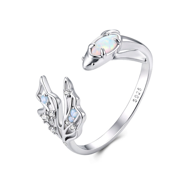 925 Sterling Silver White Gold Plated Nano Opal Ring with CZ for Women