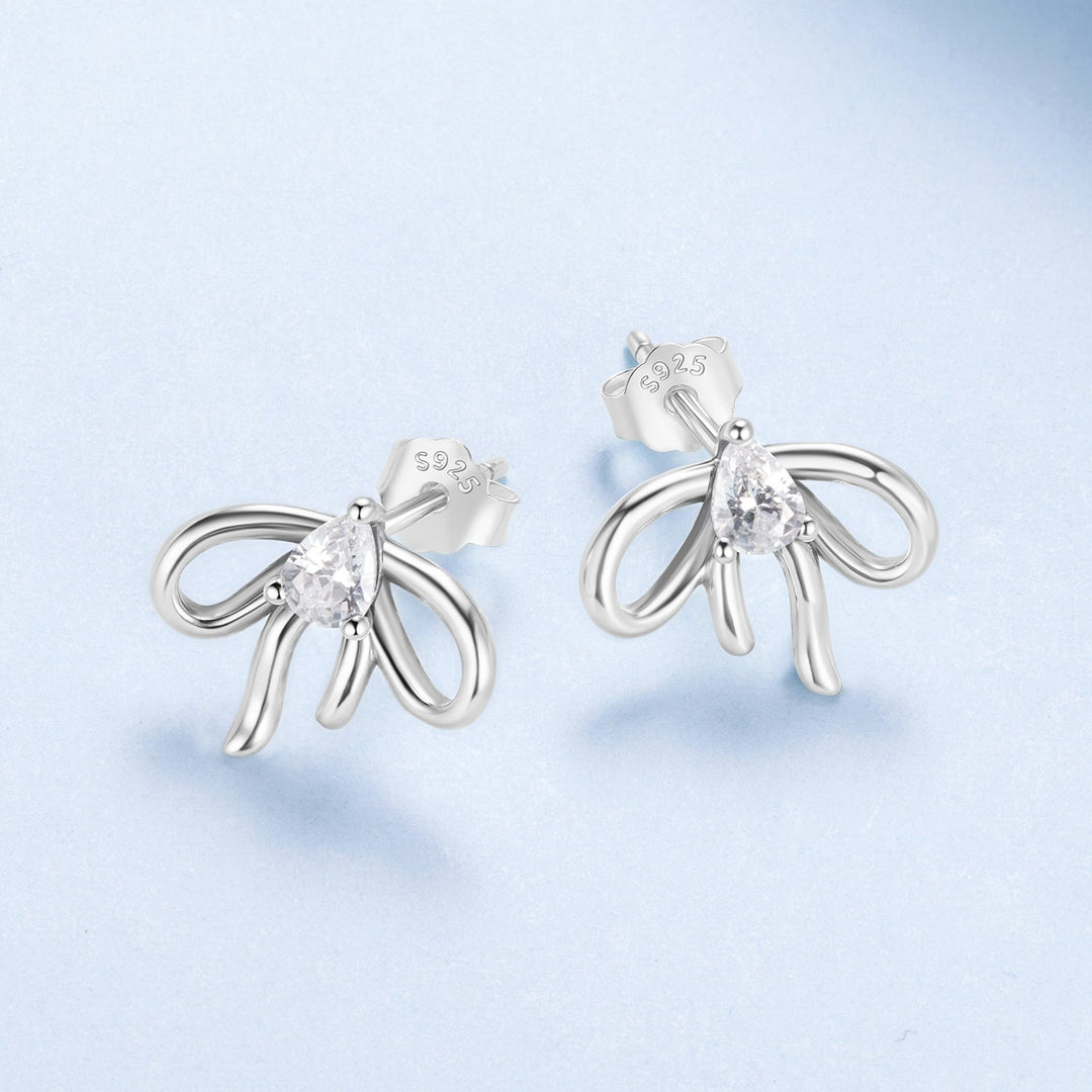 925 Sterling Silver Earrings with Pavé Setting &amp; Oxidized Finish