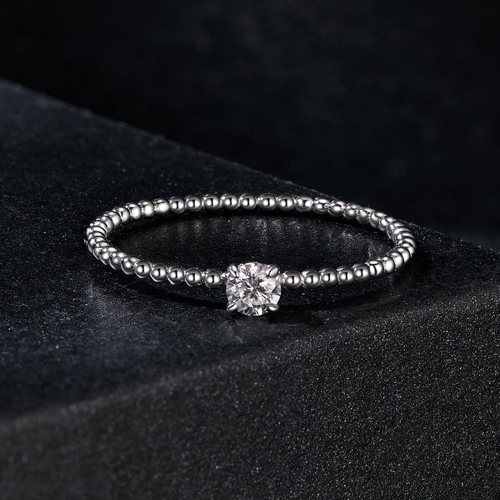 925 Sterling Silver 3mm Moissanite Ring for Women - Size 6
