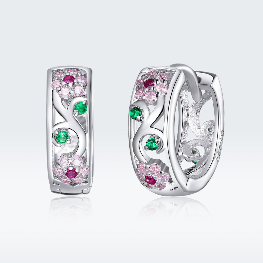 925 Sterling Silver Earrings with Pavé Setting CZ, 1.2*0.5cm, for Women